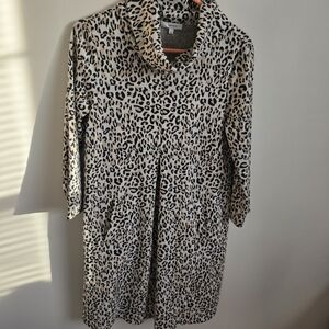 Tyler Boe Cowl Neck Dress Size Small Ladies Animal Leopard Print W/Pockets!